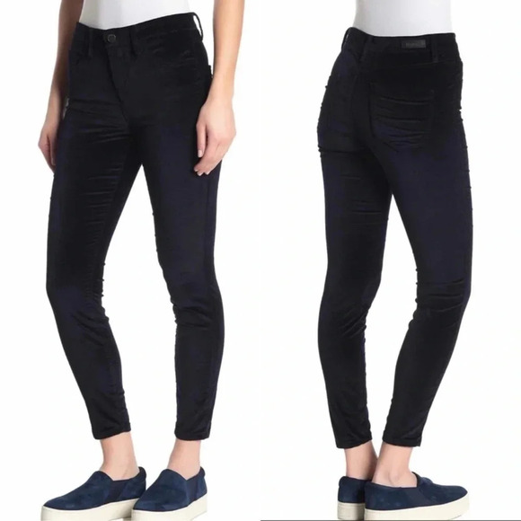 New Blank NYC Velour Skinny Jeans velvet dark Navy crybaby high rise size 31 - Picture 1 of 13